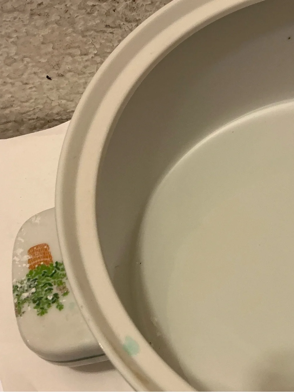 Herb-Themed Ceramic Covered Casserole Dish - White with Green Herb Motif